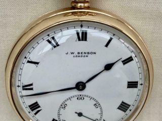 Quality J.  W.  Benson Solid 9 Carat Gold Gentleman ' s Pocket Watch. 2