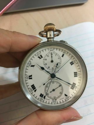 1949 Smith & Son Silver Split Second Chronograph Pocket Watch,