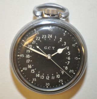 1942 Hamilton GCT AN - 5740 WWII Military Navigation Pocket Watch 22J Cal.  4992B 2