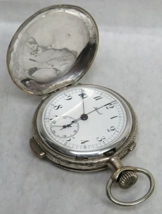 Rocail German Silver Chronograph 1/4 Minute Repeater 52mm Pocket Watch