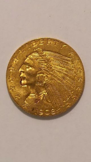 1908 - P United States 2 1/2 Dollar Indian Gold Piece