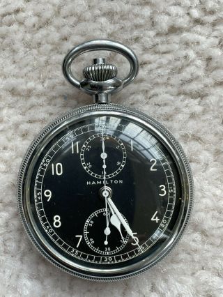 Vintage 1942 Hamilton Wwii Chronograph Watch,  Model 23,  Type D -