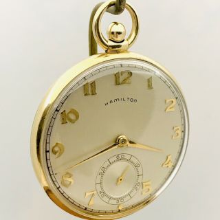 Hard To Find Stunning Solid 14k Gold Hamilton 945 10s 23j Pocket Watch