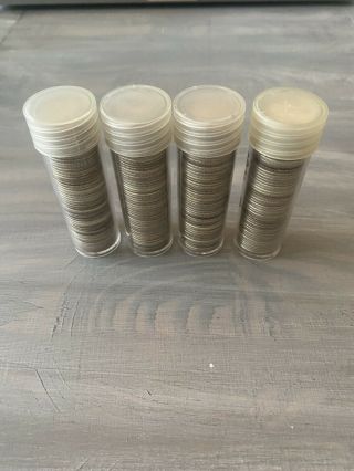 (200) 1946 - 64 Roosevelt Dimes - 90 Silver - 4 Full Rolls - Varying Dates & Qual