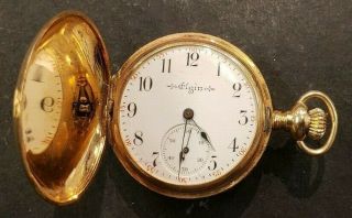 Elgin Ladies 14k Gold Pocket Watch With Diamond In The Case - Runs