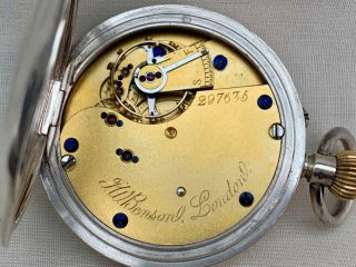 Fine Solid Sterling Silver J.  W.  Benson English Made Gentleman ' s Pocket Watch. 4