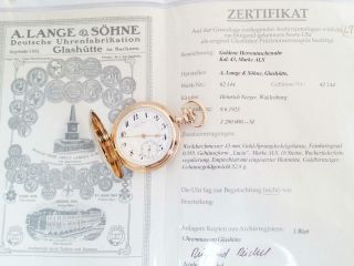A.  Lange And Sohne 14k Pure Gold Hunter Pocket Watch No 174