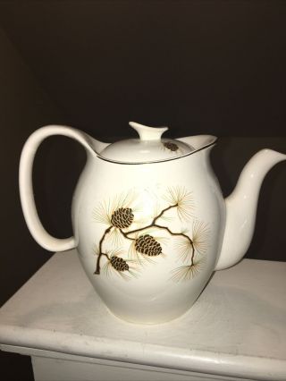 Paden City Pottery - Eden Roc China Pine Cone Pattern Coffee Or Tea Pot 7”1940 
