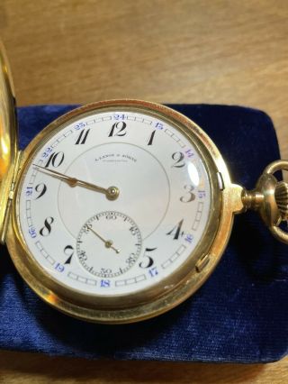 A.  Lange And Sohne Dresden Glashuttle 14k Pure Gold Pocket Watch No 81779