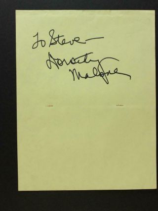 Dorothy Malone (1924 - 2018) (written On The Wind) Autograph 8 1/2 X 11 Paper
