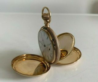 14k Gold Elgin National Watch Co.  Pocket Watch 7 Jewels 1889 Watch Running