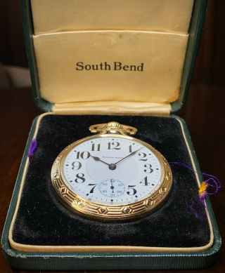 1924 South Bend Pocket Watch With Box,  Cal 227 Serviced