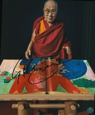 14th Dalai Lama Hand Signed 8x10 Autographed Photo With