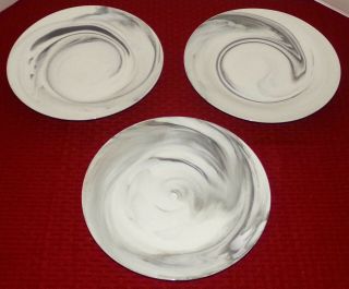 (3) Lenox American By Design Marble Wave 10 3/4 " Dinner Plates - Very Good Cond.