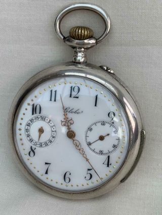 Good Swiss Quarter Repeat Pocket Watch With Calendar In Order By Globo.