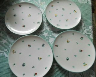 4 Gmundner Keramik Austria Scattered Blossoms Streublumen Dinner Plates 9.  5 "