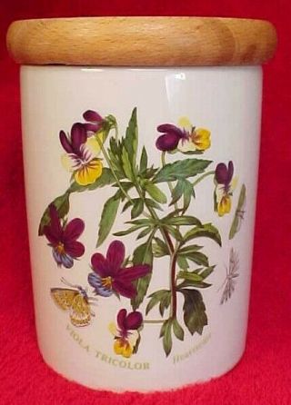 Portmeirion Botanic Garden Viola Tricolor Canister Storage Jar W/ Lid 4.  75 "