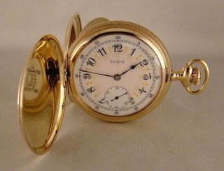 116 Year Old Elgin 17j 10k Gold Filled Hunter Case Fancy Dial 16s Pocket Watch