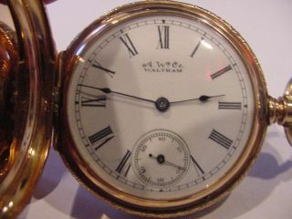 SPECTACULAR 1889 MULTICOLOR 14k SOLID GOLD WALTHAM HUNTER WORK OF ART GORGEOUS 6