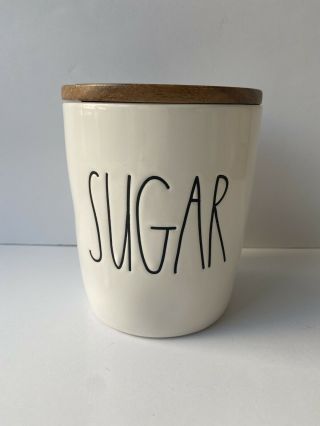 Rae Dunn Sugar Cellar Canister With Wood Lid Large Letter