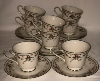 8 Noritake Ivory China Adagio Footed Cups & Saucers 7237