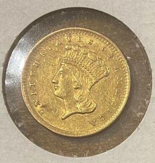 1856 Type 3 U.  S.  One Dollar $1 Indian Princess Head Gold Coin Piece