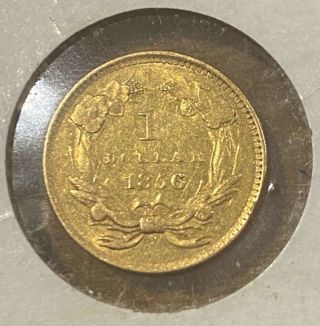 1856 Type 3 U.  S.  One Dollar $1 Indian Princess Head GOLD Coin Piece 2