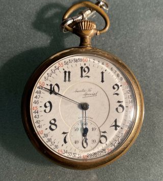 1921 Illinois Santa Fe Special 21 Jewel Gold Pocket Watch 1 Owner