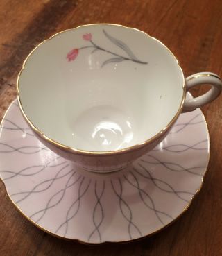 Shelley Fine Bone China Pink & White Cup & Saucer,