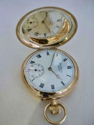Fine English J W Benson Solid 9 Carat Gold Hunter Crown Wind Gents Pocket Watch. 2