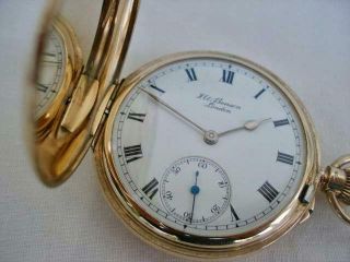 Fine English J W Benson Solid 9 Carat Gold Hunter Crown Wind Gents Pocket Watch. 4