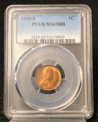 1910 - S Lincoln Cent Pcgs Ms65rb 1c Nh890
