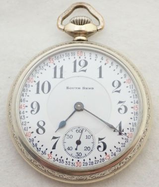 16s South Bend The Studebaker 229 21 Jewel 21j Gold Filled Railroad Pocket Watch