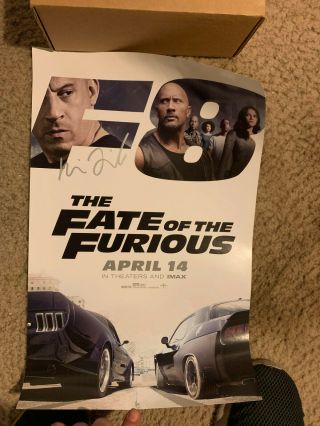 Vin Diesel Signed 11x17 The Fate Of The Furious Poster Autograph