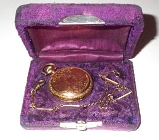 Antique Waltham Pocket Watch 14k Solid Gold / With Chain