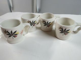 Peter Terris Calico Leaves (4) Cups Mugs Shenango China Diner Ware