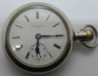 Antique 1893 Elgin B.  W.  Raymond 15j Silver Railroad Grade 70 Rr Pocket Watch 18s