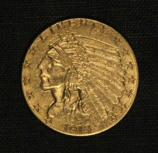 1914 - D $2.  5 Indian Head Gold Quarter Eagle - Usa