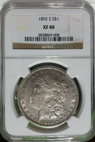 1892 - S $1 Morgan Dollar Ngc Xf - 40 - Sharp Coin