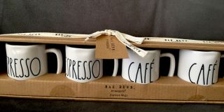 Rae Dunn Mini Espresso Mugs - Set of 4 ESPRESSO,  ESPRESSO,  CAFE,  CAFE 2