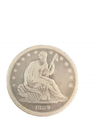 1839 No Drapery Seated Liberty Half Dollar Full Liberty Fine