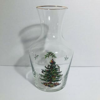 Spode Christmas Tree Glass Wine Carafe/decanter With Gold Trim