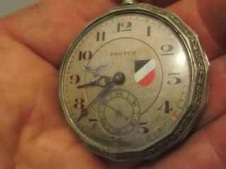 Ww2 German Insignia Military Pocket Watch Interesting Fancy Case