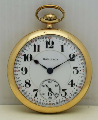 Hamilton 992b Railroad - Grade Pocket Watch 16s 21j Montgomery Dial Keystone 10kgf