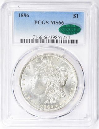 1886 - P Morgan Dollar Pcgs Ms66 Cac Frosty White
