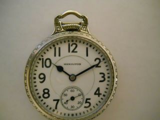 Hamilton 992 Pocket Watch In Polished White Gold - Filled Ham Case