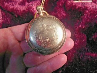 Vintage Hampden 14k Gold Filled 23j 18s Pocket Watch W/ 10k Gold Filled Chain