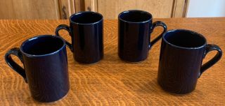 Set Of 4 Dansk Bistro Bisserup Blue Coffee Mugs - Solid Cobalt Blue Japan