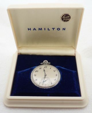 Art Deco 12s Hamilton 922 23j 23 Jewel 14k Gold Filled Pocket Watch W/orig Case