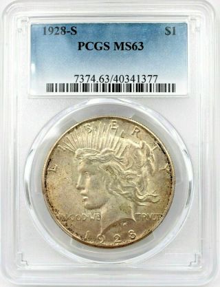 1928 - S Peace Dollar - Pcgs Ms63